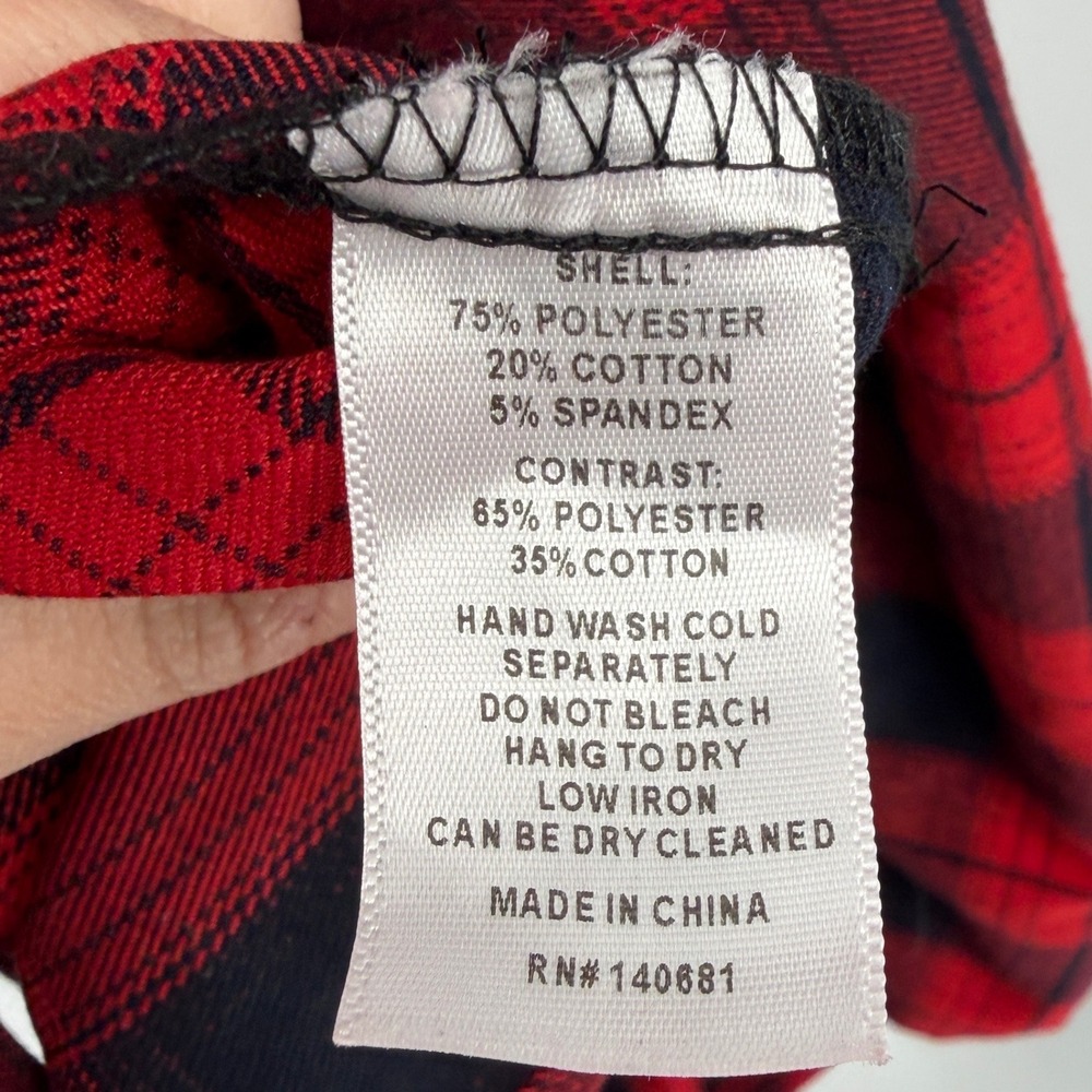 Unique Vintage Red Black Plaid Tie Neck Fit Flare Dress 10-12 Retro Rockabilly - Picture 5 of 5